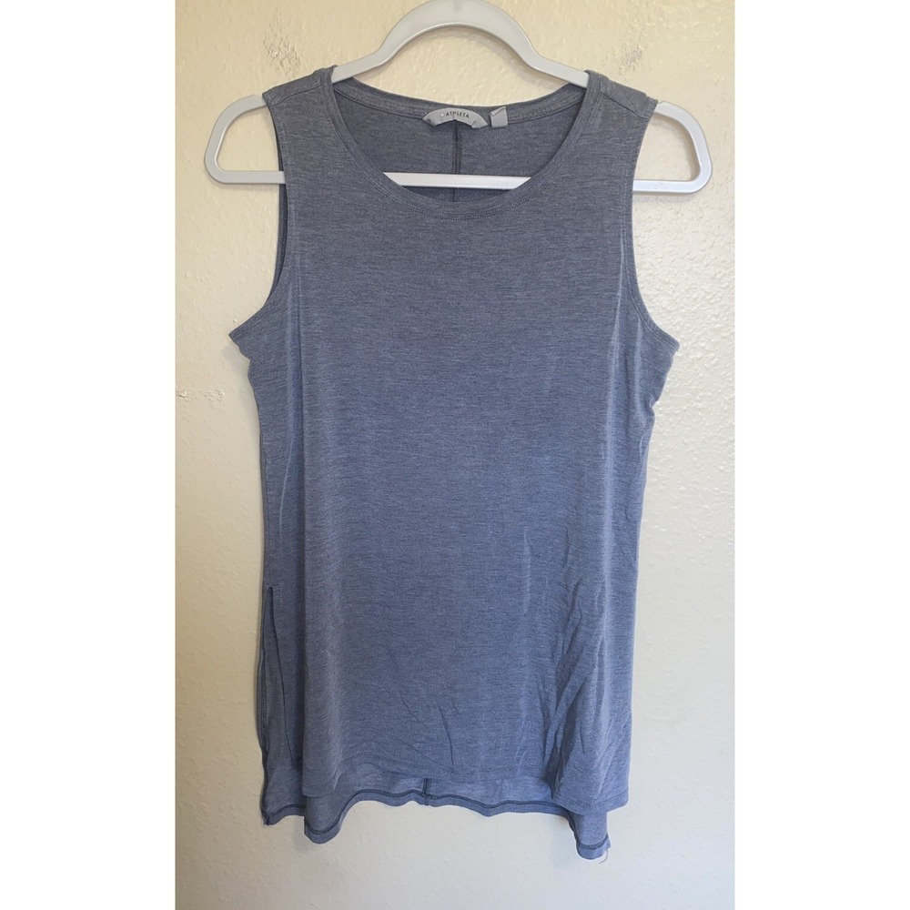 Athleta Side Split Tunic Tank Top Size Small Gray Crew Tencel Blend Yoga